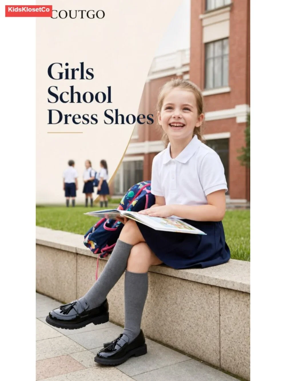 Girls Platform Loafers Tassel Slip On Faux Leather School Shoes